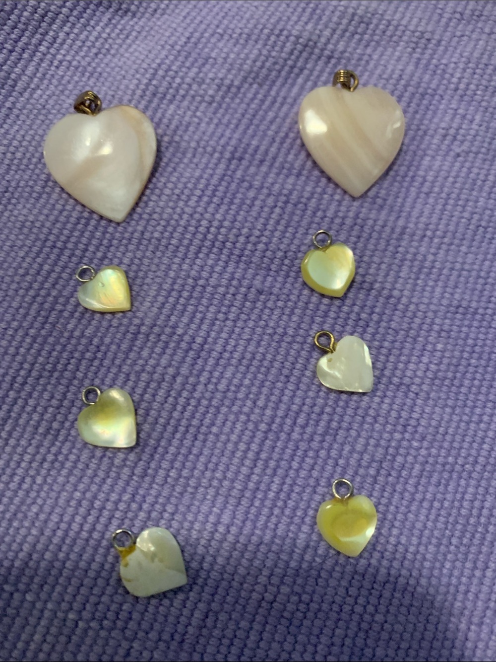 Vintage Mother-of-Pearl Heart Charm Pendant - Cream/Off-White